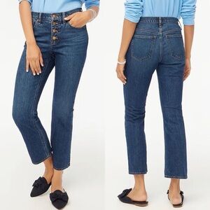 J. CREW Jeans Women’s 30 Blue Button Fly Mid Rise Flare Crop Medium Wash Denim